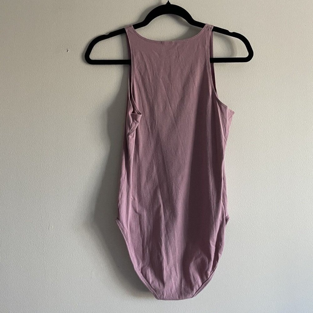 PINK Victorias Secret Women M Mauve Logo High Neck Sleeveless Tank Bodysuit - Picture 8 of 8